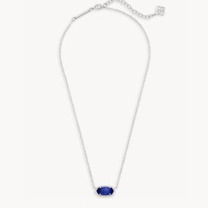 Kendra Scott Silver Pendant Necklace in Cobalt Cats Eye Sapphire